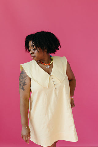 Callahan Collared Mini Dress in Lemon/White