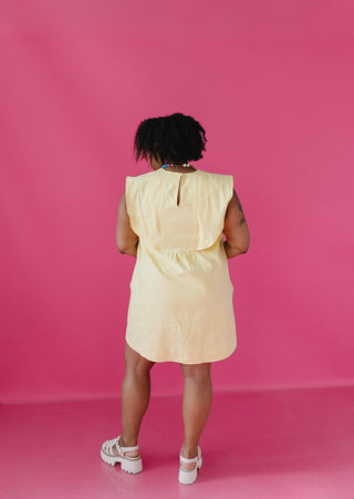 Callahan Collared Mini Dress in Lemon/White