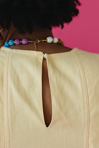 Callahan Collared Mini Dress in Lemon/White