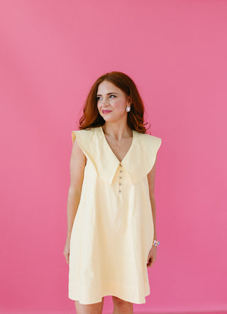 Callahan Collared Mini Dress in Lemon/White
