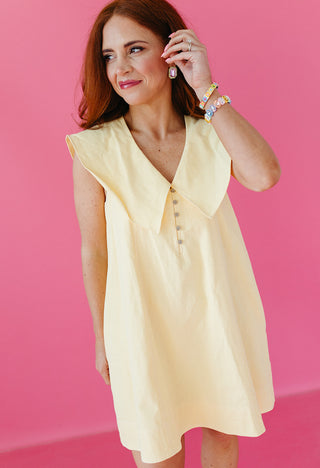 Callahan Collared Mini Dress in Lemon/White