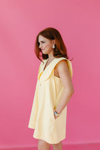 Callahan Collared Mini Dress in Lemon/White