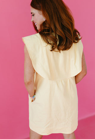 Callahan Collared Mini Dress in Lemon/White