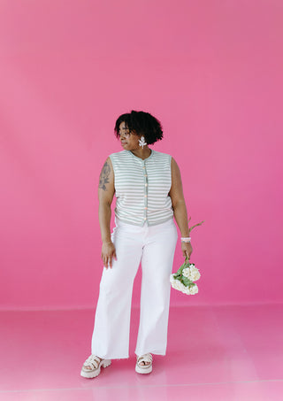 Alma Stripe Sweater Vest in Mint