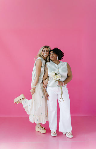 Alma Stripe Sweater Vest in Mint