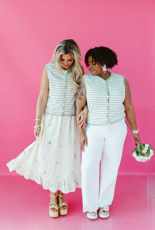 Alma Stripe Sweater Vest in Mint