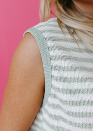 Alma Stripe Sweater Vest in Mint