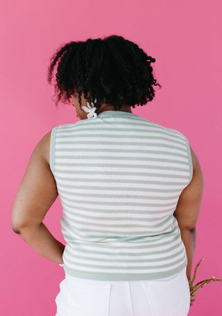Alma Stripe Sweater Vest in Mint