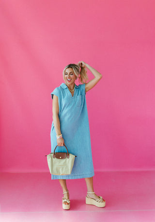 Sylvie Denim Collared Midi Dress