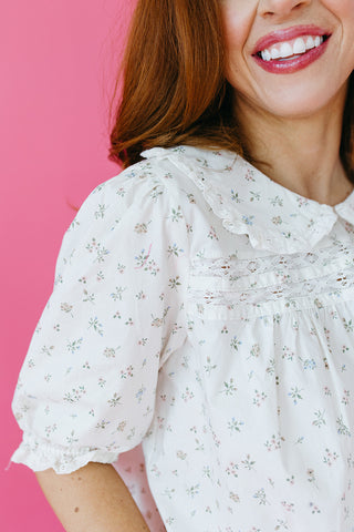Meadow Embroidered Collar Top