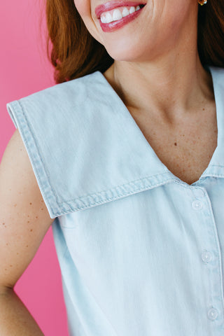 Stephanie Collared Denim Top