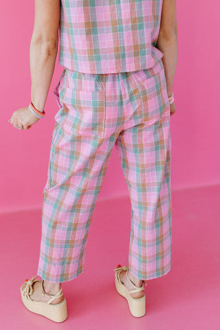 Ruby Plaid Pant Set in Pink/Green