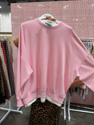 Marisol Layered Sweatshirt in Ballet Pink *PREORDER*