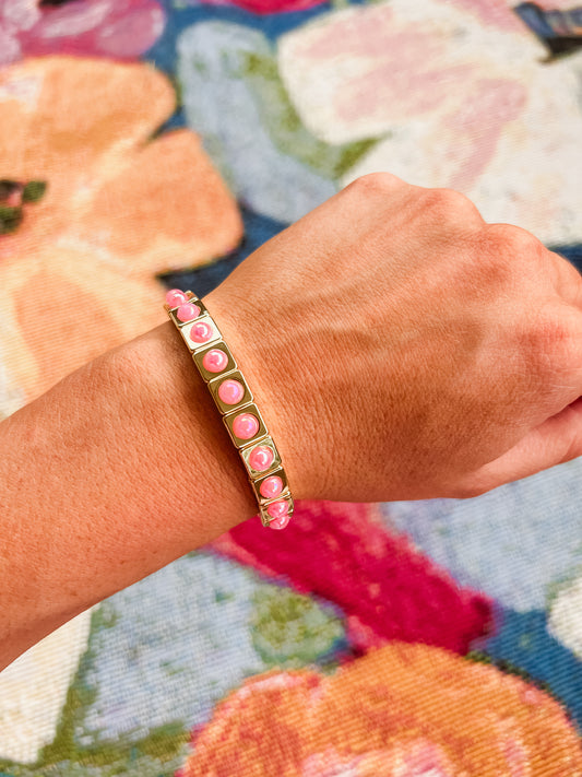 Maeve Bracelet - Gold + Pink Pearl