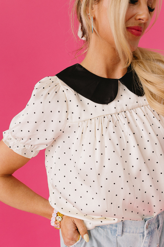 Charlize Polka Dot Peter Pan Collar Blouse
