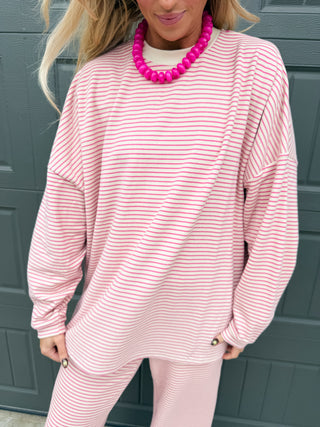 Nyah Striped Tunic Top in Pink