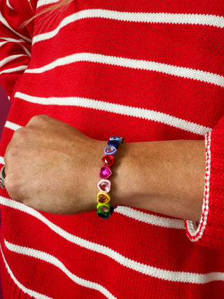 Rainbow Heart Gemstone Bracelet