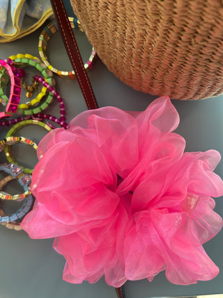 Oversized Scrunchie in Pink Organza