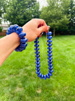 Sugar Beads Necklace/Bracelet Set - Navy