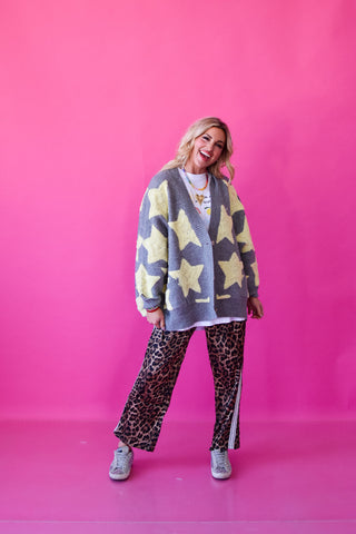 Taryn Star Cardigan in Grey/Butter Yellow