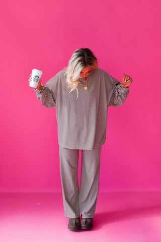 Nyah Striped Lounge Pants in Brown/Cream