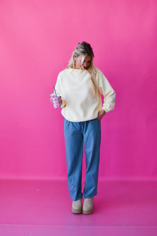 Olivia Mock Neck Sweatshirt In Butter Yellow