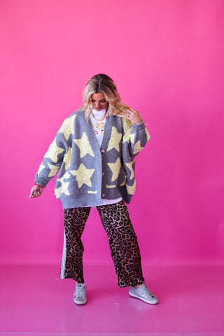 Taryn Star Cardigan in Grey/Butter Yellow