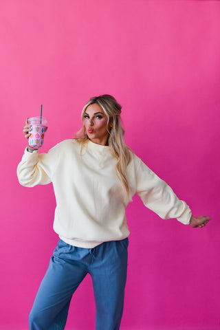 Olivia Mock Neck Sweatshirt In Butter Yellow