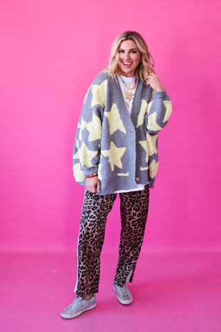Taryn Star Cardigan in Grey/Butter Yellow