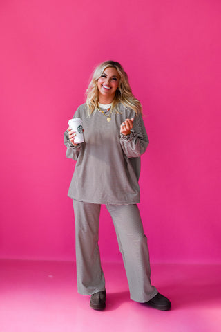 Nyah Striped Lounge Pants in Brown/Cream