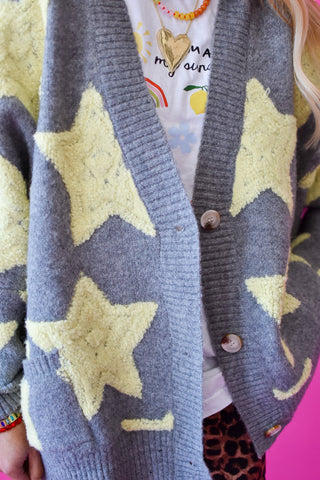 Taryn Star Cardigan in Grey/Butter Yellow