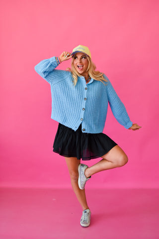 Nina Knit Cardigan in Blueberry