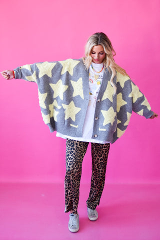 Taryn Star Cardigan in Grey/Butter Yellow
