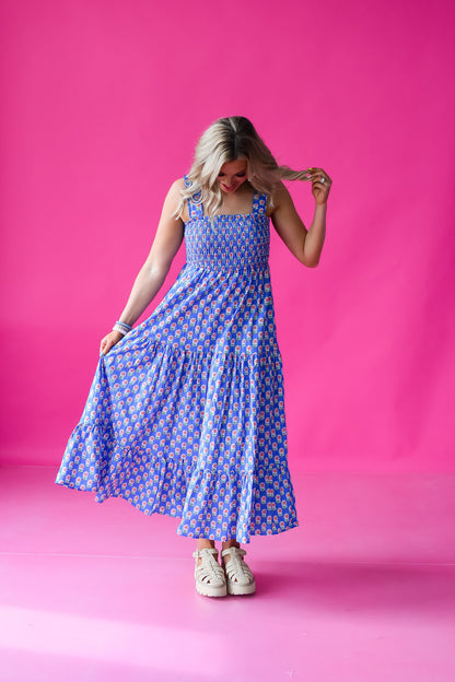 Rosemary Floral Nap Dress in Blue/Pink