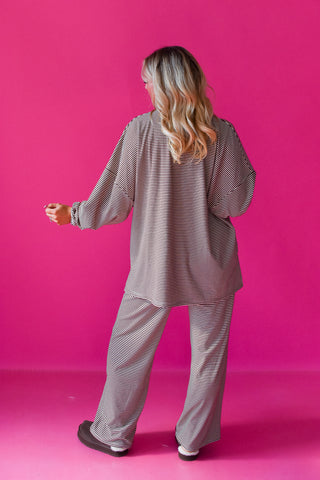 Nyah Striped Lounge Pants in Brown/Cream