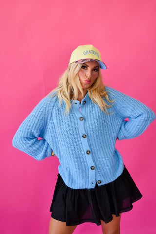 Nina Knit Cardigan in Blueberry