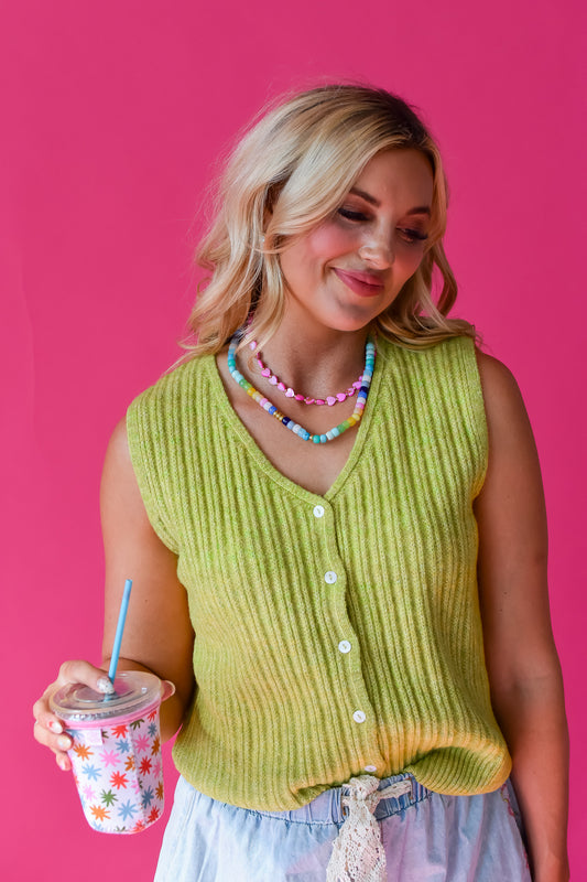 Hattie Sweater Vest in Lime