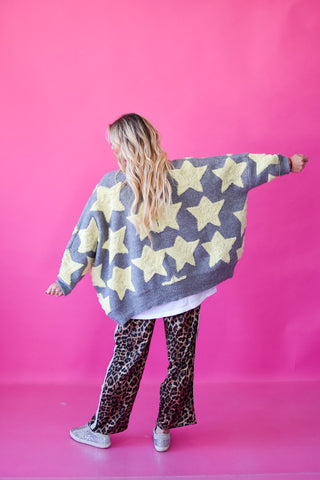 Taryn Star Cardigan in Grey/Butter Yellow