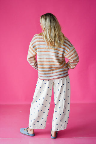 Bowen Multi Colored Sweater in Peach/Sage