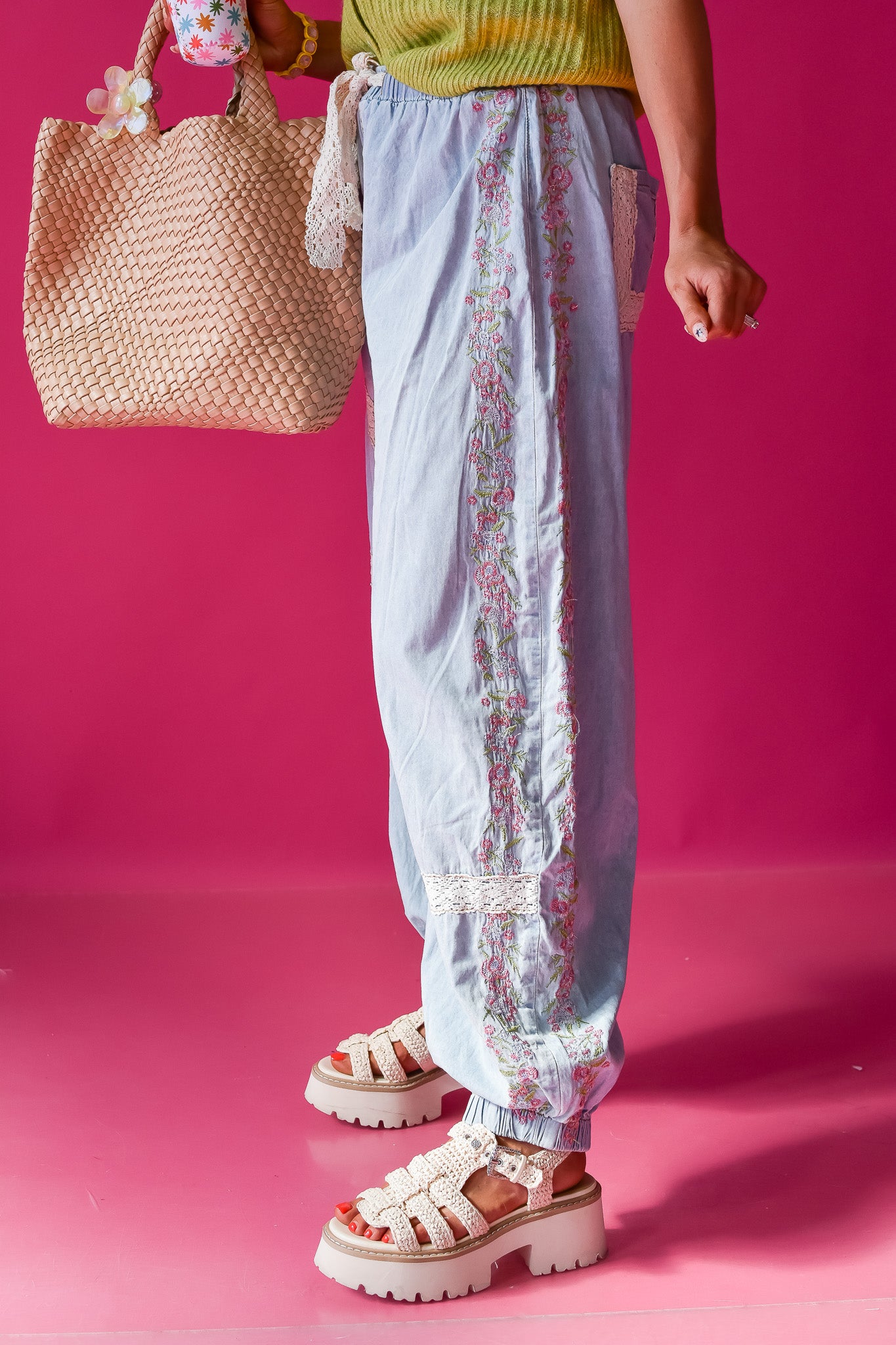 Annie Embroidered Boho Denim Pants