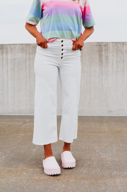 White Button Fly Pants -RESTOCK