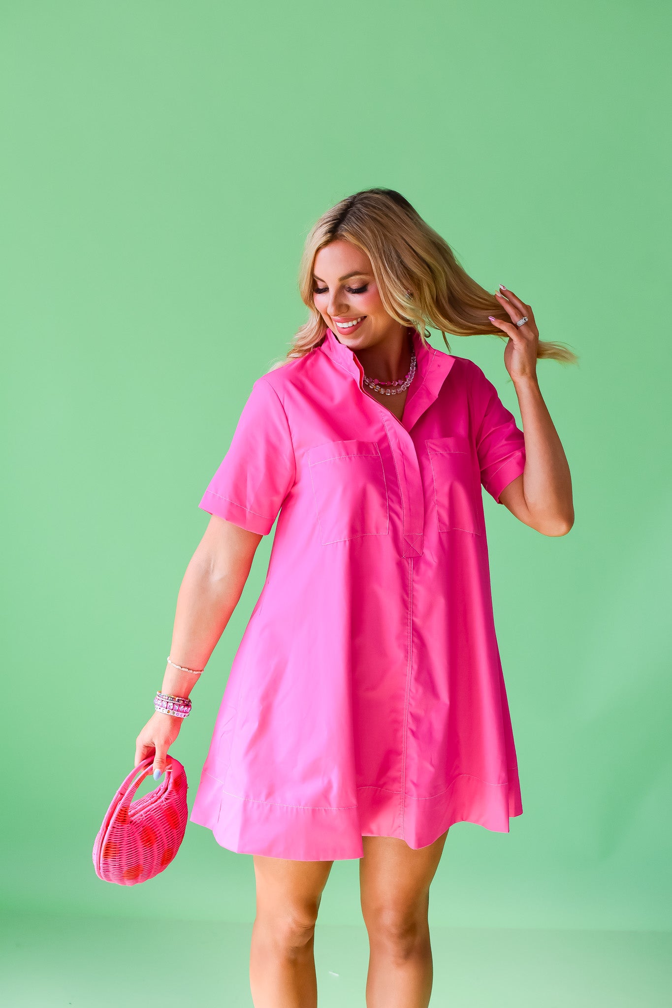 Lula Shift Dress in Hot Pink