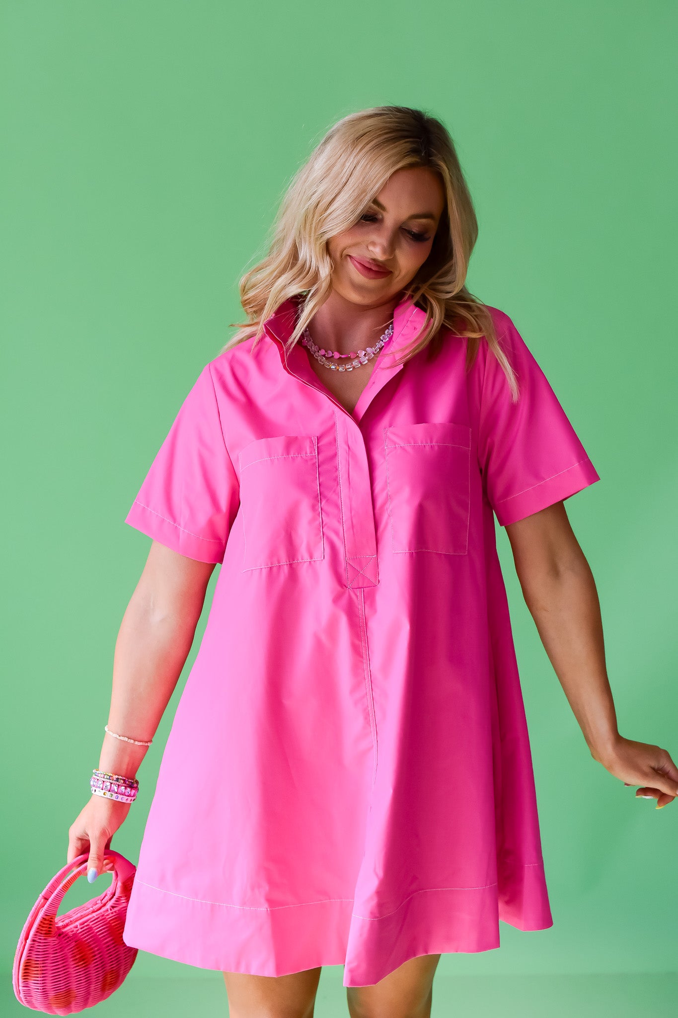 Lula Shift Dress in Hot Pink