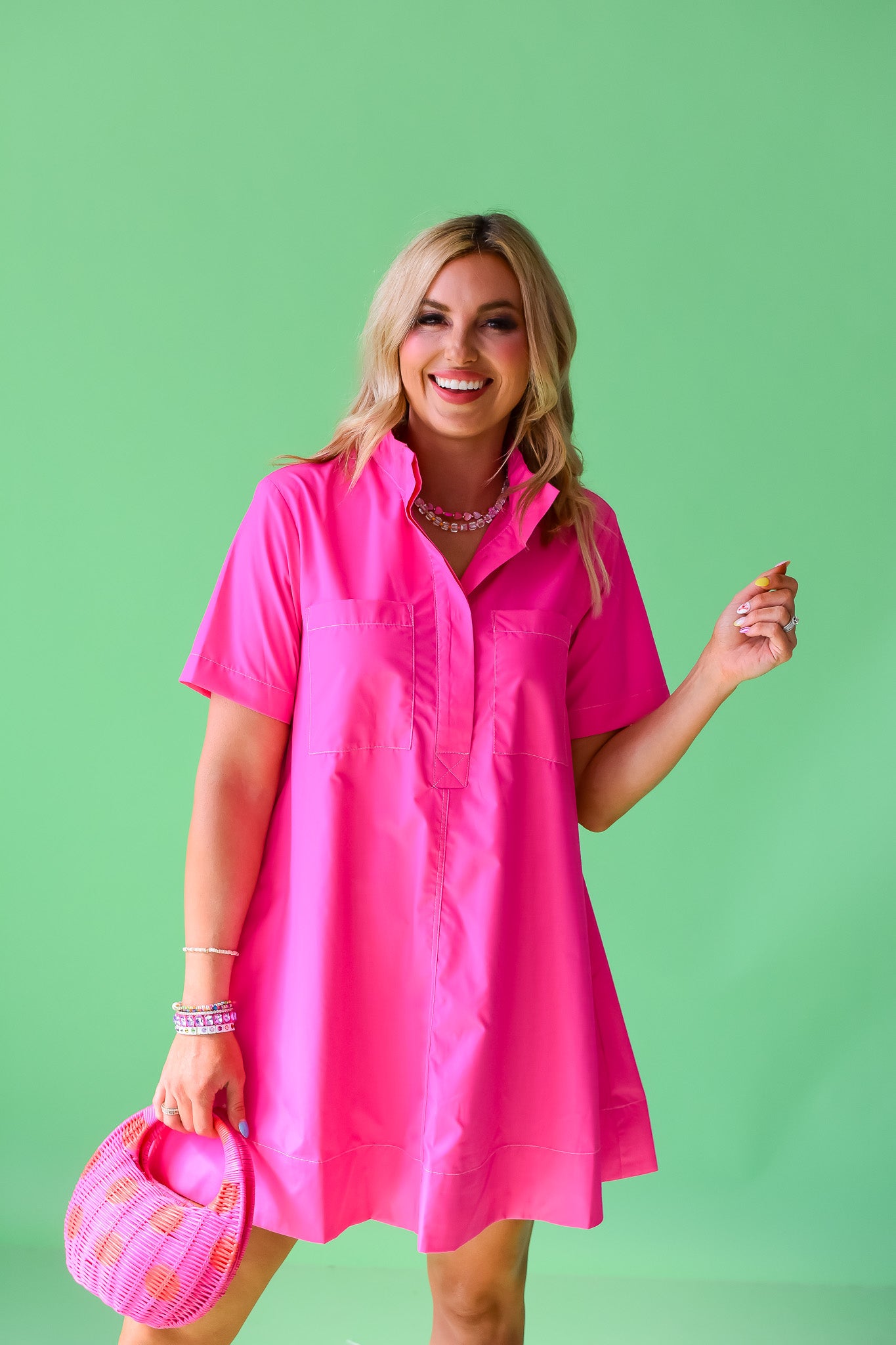 Lula Shift Dress in Hot Pink
