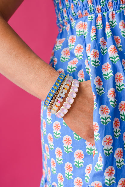 Rosemary Floral Nap Dress in Blue/Pink