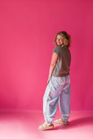 Annie Embroidered Boho Denim Pants