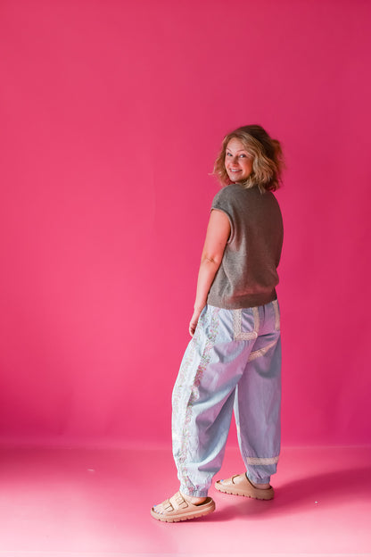 Annie Embroidered Boho Denim Pants