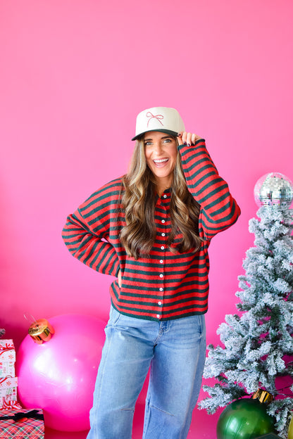 Piper Cardigan - Christmas Stripe