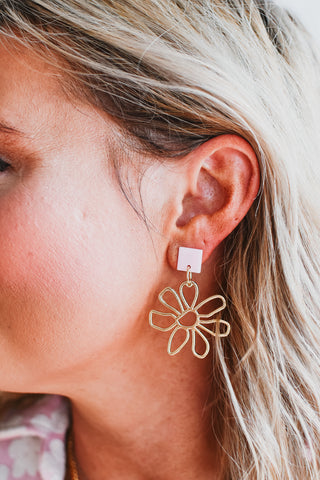 Pink Gold Flower Earrings