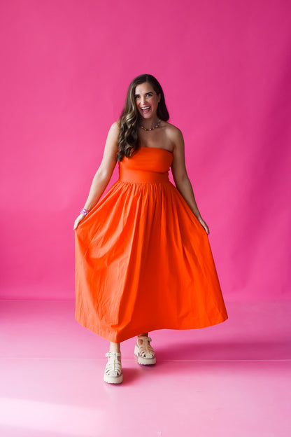 Beatrix Tube Top Maxi Dress in Tomato